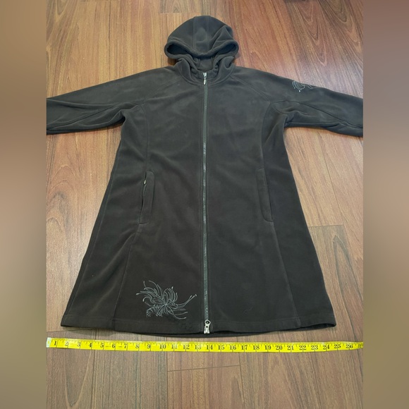Athleta Jacket Women's Brown Fleece Embroidered Long Sleeve Hooded Two Way Zip - Picture 15 of 15